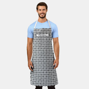 Funky Squares Pattern DIY Colours Black White SV Apron