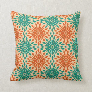 Funky Starburt Teal & Orange Design Cushion