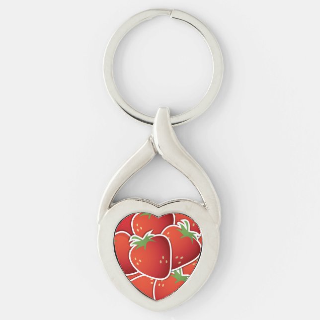 Funky strawberries key ring (Front)
