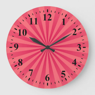Funky Sun Rays Retro Stripes #9 Large Clock