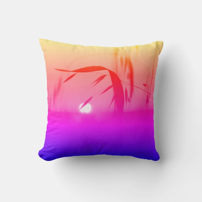 Funky Sunset Colourful Cushion Throw Pillow (Front)