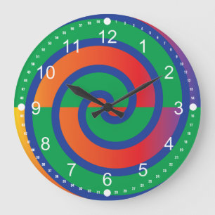 Funky Swirls Pattern Colour Splash Large Clock