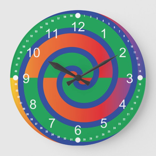 Funky Swirls Pattern Colour Splash Large Clock (Front)