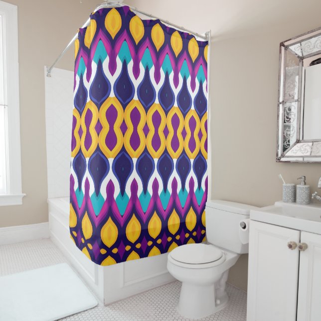 Funky symmetrical pattern shower curtain (In Situ)