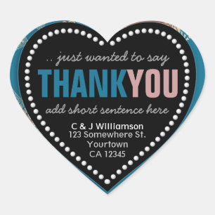 Funky Thank You Abstract Teal Mocha Heart Heart Sticker