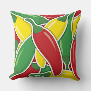 Funky traffic light chilli peppers cushion