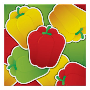 Funky traffic light peppers poster