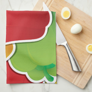 Funky traffic light peppers tea towel
