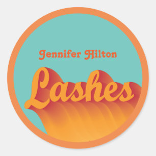 Funky trendy retro colourful lashes classic round sticker