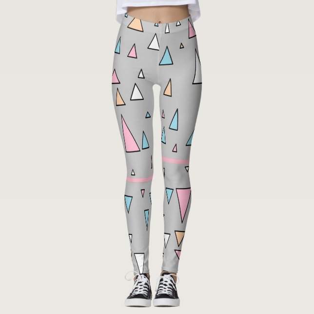 Funky Triangles Pastel Colours Leggings (Front)