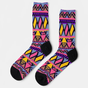 Funky Tribal Colourful Pink and Yellow Socks