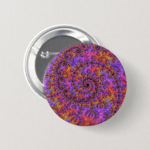 Funky Trippy Colourful Vibrant Spiralling Fractal 6 Cm Round Badge