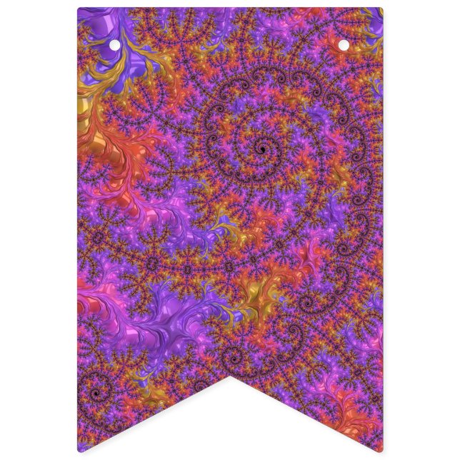 Funky Trippy Colourful Vibrant Spiralling Fractal Bunting (First Flag)