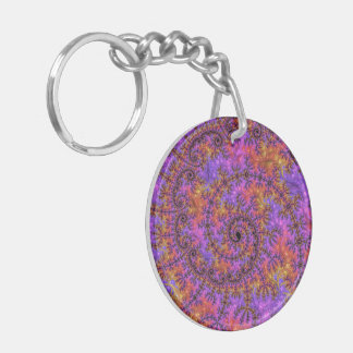 Funky Trippy Colourful Vibrant Spiralling Fractal Key Ring