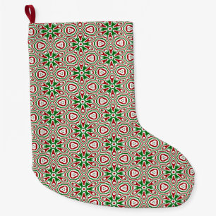 Funky Trippy Eclectic Boho Christmas Kaleidoscope  Large Christmas Stocking
