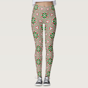 Funky Trippy Eclectic Boho Christmas Kaleidoscope  Leggings