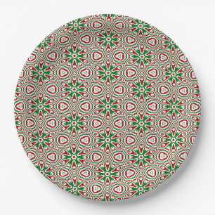 Funky Trippy Eclectic Boho Christmas Kaleidoscope  Paper Plate