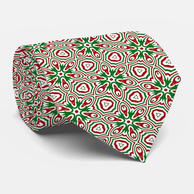 Funky Trippy Eclectic Boho Christmas Kaleidoscope  Tie (Rolled)
