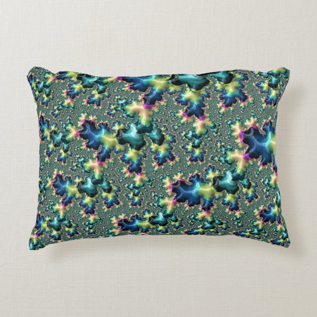 Funky Trippy Eclectic Boho Hippie Abstract Fractal Decorative Cushion (Front)
