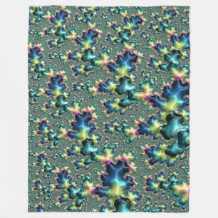 Funky Trippy Eclectic Boho Hippie Abstract Fractal Fleece Blanket