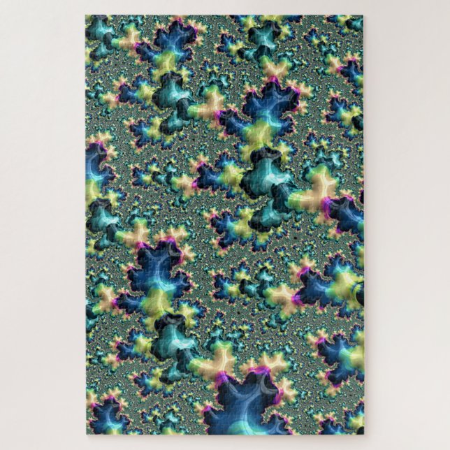 Funky Trippy Eclectic Boho Hippie Abstract Fractal Jigsaw Puzzle (Vertical)