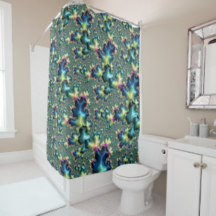 Funky Trippy Eclectic Boho Hippie Abstract Fractal Shower Curtain
