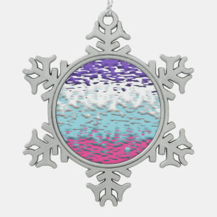 Funky Trippy Ripply Groovy Multisexual Pride Flag Snowflake Pewter Christmas Ornament