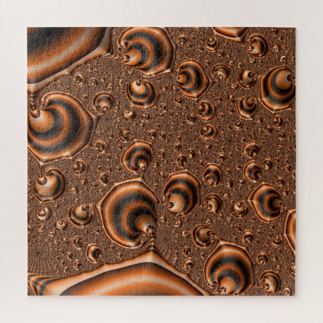 Funky Trippy Spiralling Orange Black Fractal Art Jigsaw Puzzle (Vertical)