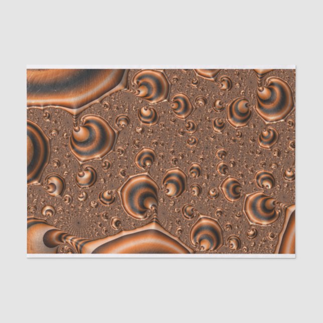 Funky Trippy Spiralling Orange Black Fractal Art Tissue Paper (Front)