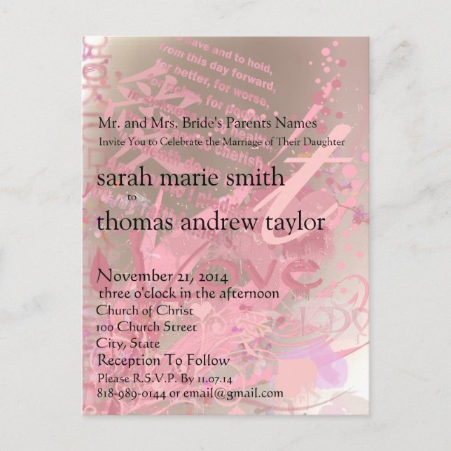 Funky Up Beat Modern Monogram  Wedding Invitation (Front)