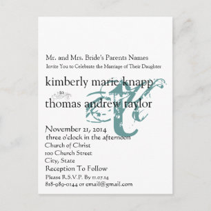 Funky UpBeat Modern Monogram  Wedding Invitation