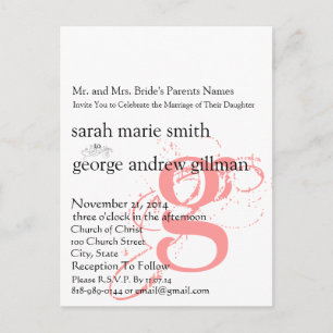 Funky UpBeat Modern Monogram Wedding Invitation