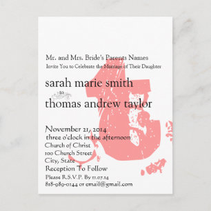 Funky UpBeat Modern Monogram  Wedding Invitation