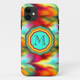 Funky, Vibrant Rainbow Monogram iPhone 11 Case