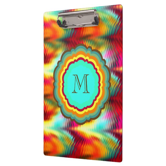 Funky, Vibrant Rainbow Monogram Clipboard (Left)