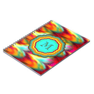 Funky, Vibrant Rainbow Monogram Spiral Notebook