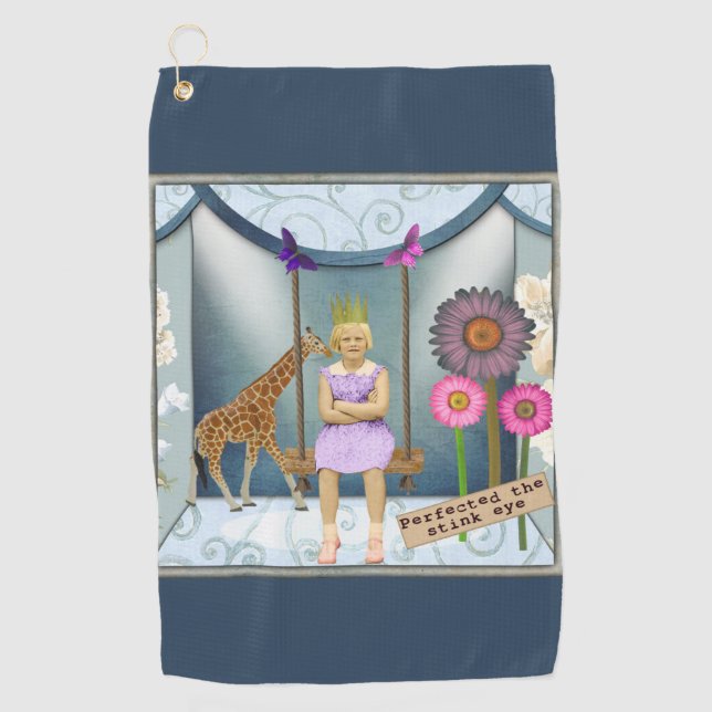 Funky Vintage Kid Altered Art Collage  Golf Towel (Front)