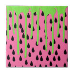 Funky Watermelon Neon Green Paint Drips Tile<br><div class="desc">This fun and funky watermelon pattern with neon green paint drips is the perfect gift for the summer season. It's silly and funny print is great for any stylish and trendy hipster. So enjoy this cool and unique print for the season!</div>