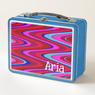 Funky Wave- Red and Blue tones Metal Lunch Box