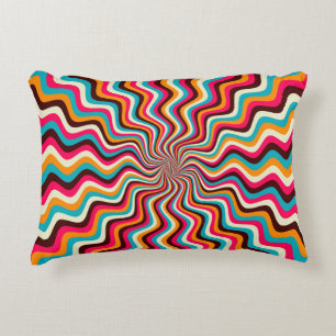 Funky wavy multicolored sunburst background art. 7 decorative cushion