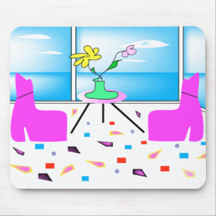 Funky Whimsical Colourful Miami, Graphic Mouse Pad