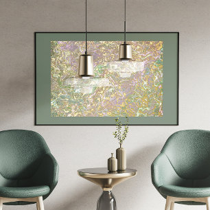 Funky Whimsical Gold Wavy Swirls Art Pattern Foil Prints