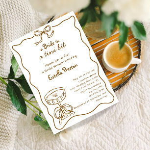 Funky Whimsical Hand Drawn Martini Bridal Shower Invitation