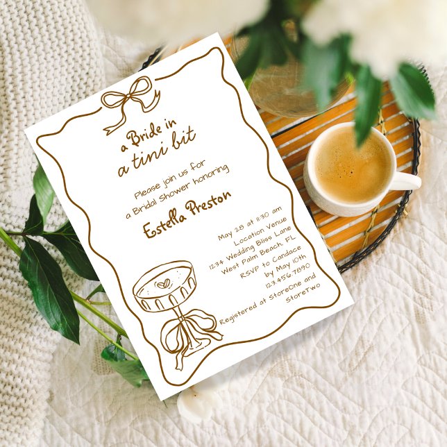 Funky Whimsical Hand Drawn Martini Bridal Shower Invitation (Creator Uploaded)