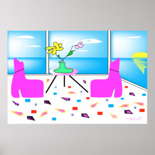 Funky Whimsical Miami Colourful Poster