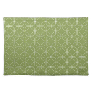 Funky White Circles and Squares on Green Placemat