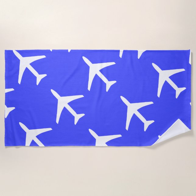 Funky White Plane Aeroplane Pilot Aviation Beach Towel (Front)