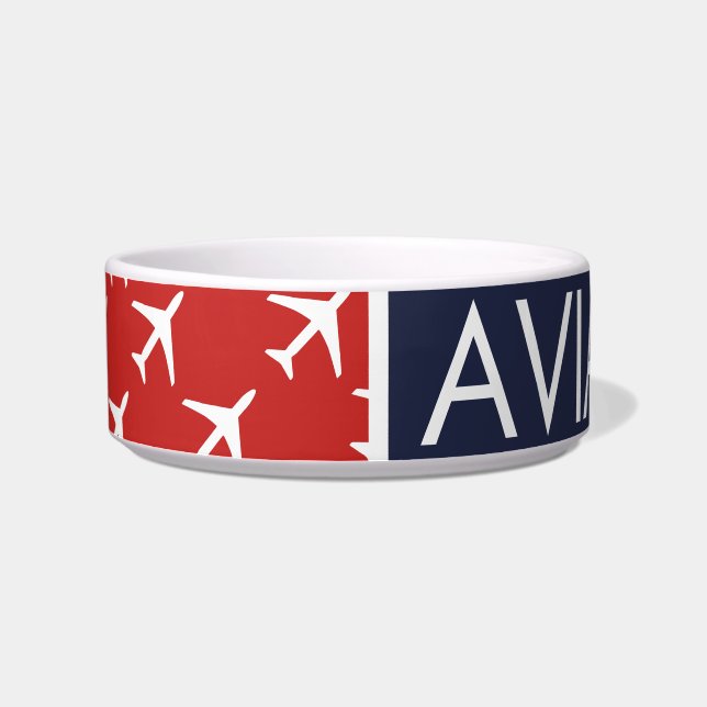 Funky White Plane Aeroplane Pilot Aviation Bowl (Left)