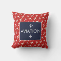 Funky White Plane Aeroplane Pilot Aviation Cushion