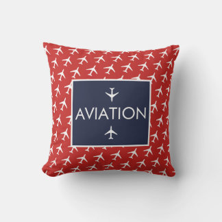Funky White Plane Aeroplane Pilot Aviation Cushion